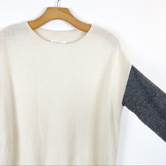 Duffy Two-Tone Cashmere Sweater Cream and Black Medium - Picture 3 of 11